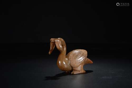 ARCHAIC JADE CARVED 'DUCK' FIGURE