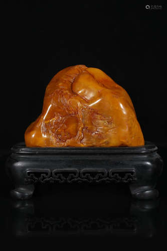 SHOUSHAN TIANHUANG SOAPSTONE CARVED 'MOUNTAIN BOULDER' STAMP SEAL