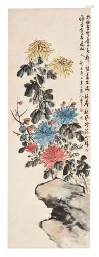 CHEN BANDING: INK AND COLOR ON PAPER PAINTING 'CHRYSANTHEMUM FLOWERS'