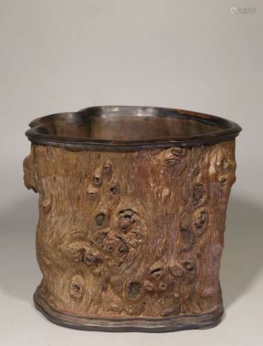 NATURAL YIN WOOD GNARLED BRUSH POT