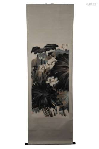 ZHANG DAQIAN LOTUS PAINTING