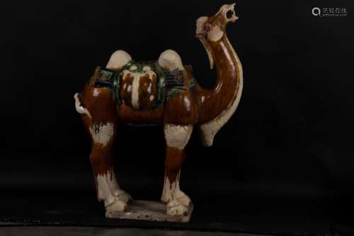 LARGE SANCAI GLAZED 'CAMEL' FIGURE