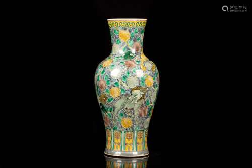 WUCAI 'MYTHICAL BEASTS AND FLOWERS' VASE