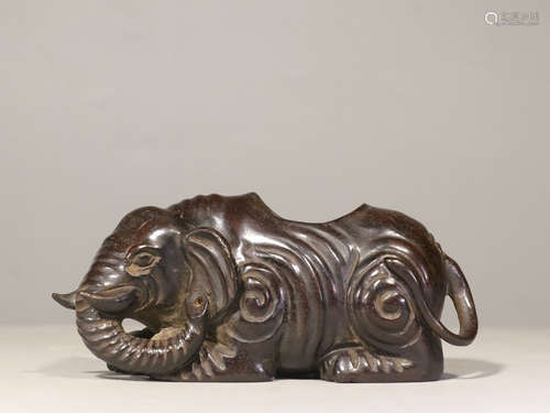 ZITAN WOOD CARVED 'ELEPHANT' INCENSE BURNER