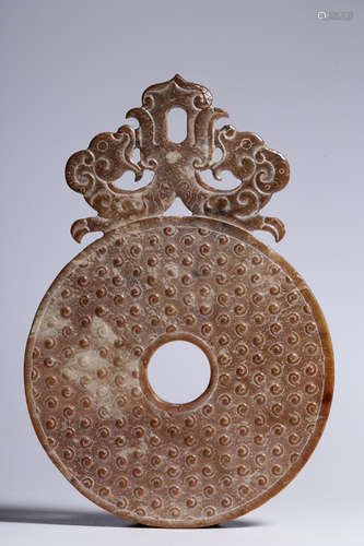 ARCHAIC JADE CARVED DISC, BI