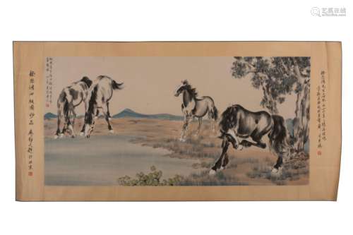 XU BEIHONG FOUR HORSES PAINTING