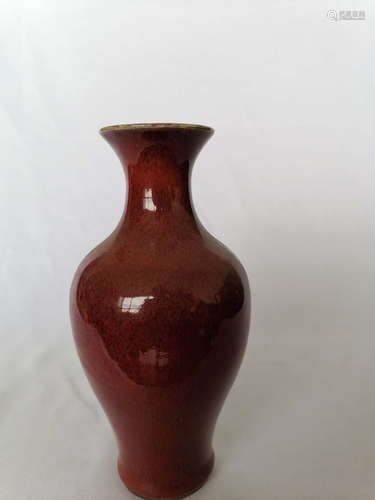 MONOCHROME RED GLAZED GUANYIN VASE