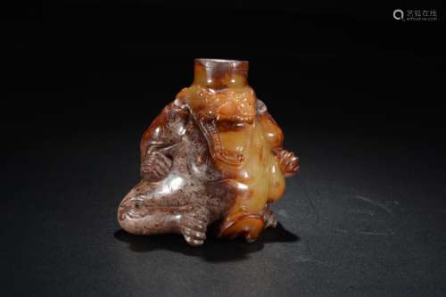 ARCHAIC JADE CARVED 'MYTHICAL BEAST' INCENSE BURNER