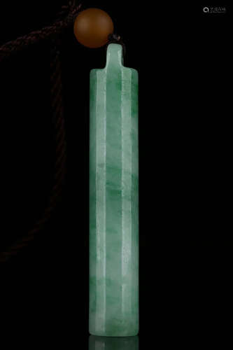 JADEITE CARVED CYLINDRICAL ORNAMENT