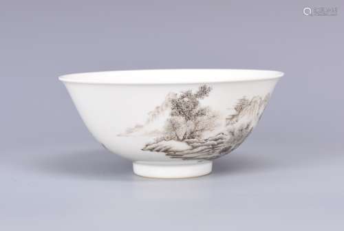 FAMILLE ROSE 'LANDSCAPE SCENERY' BOWL