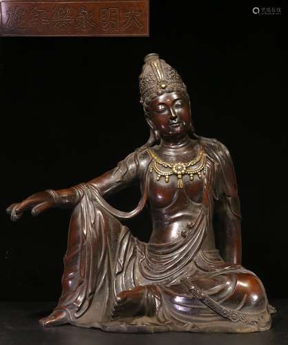 GILT BRONZE CAST 'AVALOKITESHVARA' SEATED FIGURE