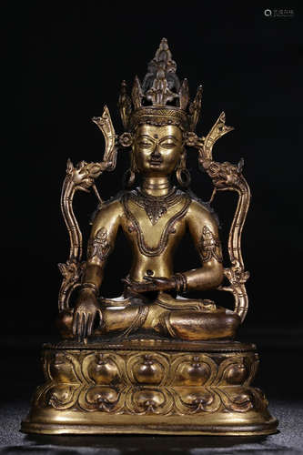 GILT BRONZE CAST BODHISATTVA SEATED FIGURE