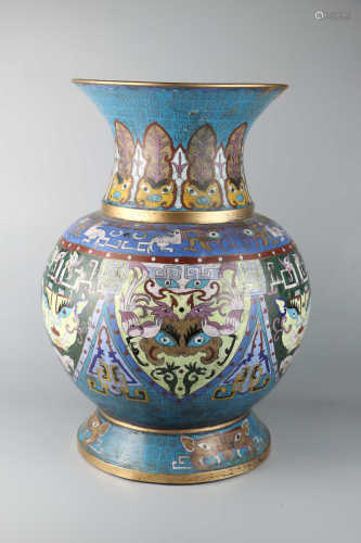 Cloisonne bottle with animal face