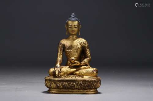 A CHINESE GILT BRONZE GAUTAMA BUDDHA