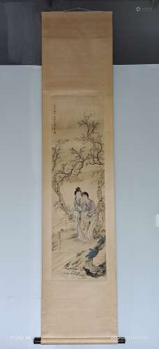 A CHINESE VERTICAL PAINTING WITH FIGURE