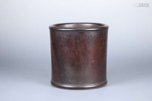 A CHINESE ROSEWOOD BRUSH POT