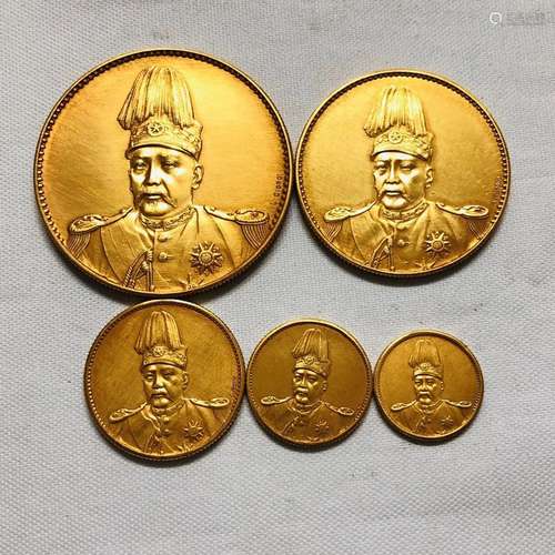 SET OF CHINESE YUANSHIKAI GOLD COINS