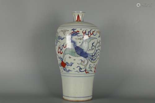 A CHINESE BLUE AND WHITE DOU CAI MEIPING VASE WITH PHOENIX PATTERN