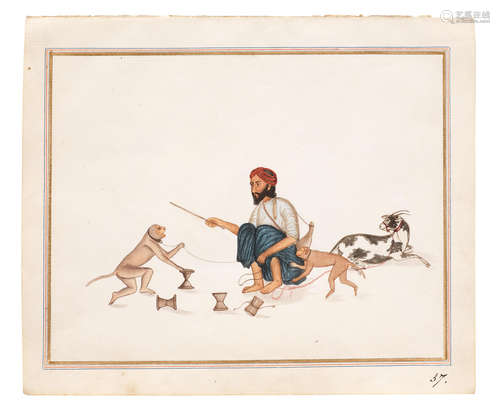 Four paintings from an album depicting tradespeople, entertainers and fakirs Punjab, circa 1851-60 (4)