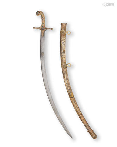 A Kutch silver-gilt mounted steel sword (shamshir) Western India, 19th Century