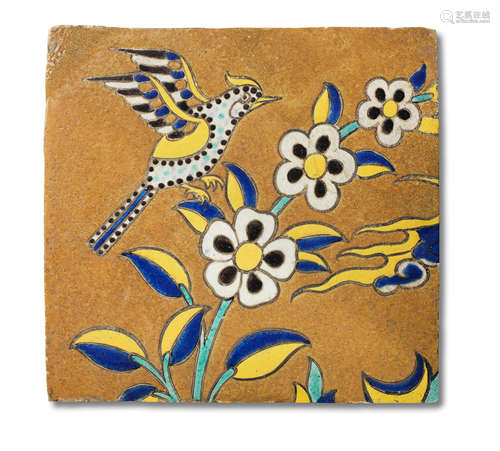 A Safavid cuerda seca pottery Tile Persia, 17th Century