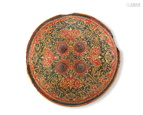 A painted buffalo hide shield Rajasthan, 19th Century