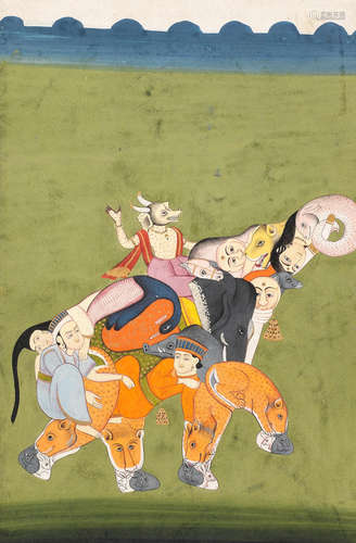 A composite elephant ridden by a demon Rajasthan, probably Jodhpur, early 19th Century