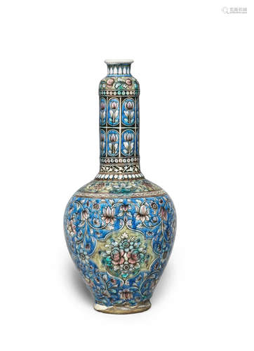 A Qajar underglaze-painted pottery vase Persia, circa 1880