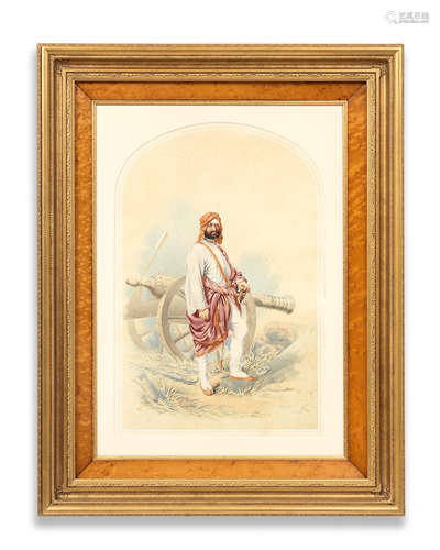 A large and impressive portrait of Rajah Shere Singh Attariwala, Sikh commander and general, formerly in the possession of the Marquess of Dalhousie, Governor-General of India by Colesworthy Grant (British, 1813-1880), dated 1853