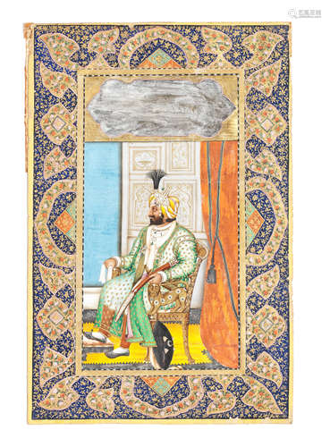 Maharajah Gulab Singh (1792-1857) seated in a European-style chair on a terrace Punjab, late 19th Century