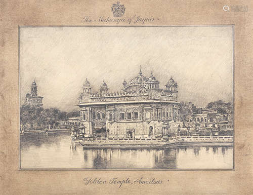 A pencil sketch of the Golden Temple of Amritsar Rajasthan, late 19th/early 20th Century