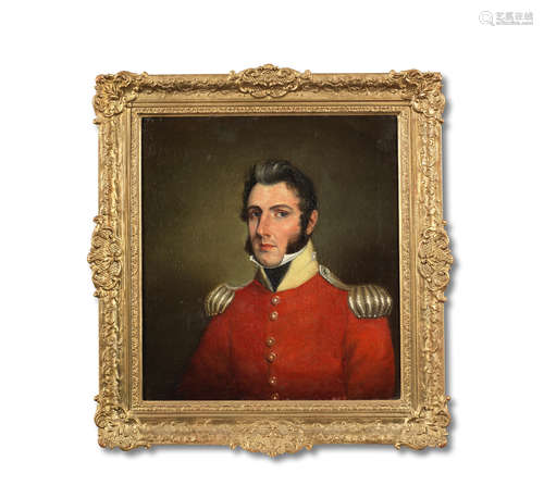 A portrait of a British officer, probably of the Bengal Army, by the artist Raja Jivan Ram North India, probably Delhi or Meerut, dated 20th July 1824