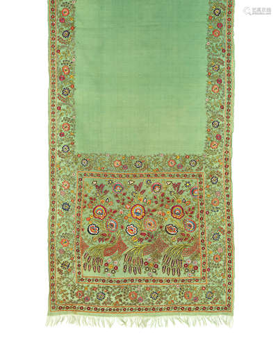 A silk-embroidered wool shawl Delhi, circa 1850