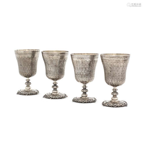 Four Ottoman silver goblets Turkey, period of Sultan Abdulhamid II (1876-1909) (4)