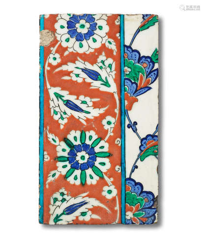 An Iznik pottery border tile Turkey circa 1580