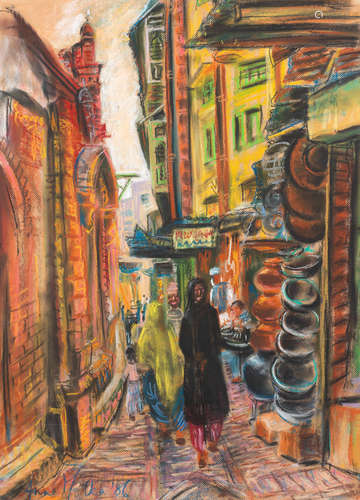 Anna Molka Ahmed (Pakistan, 1917-1995) Market Street Market Street