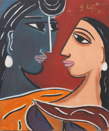 George Keyt (Sri Lankan, 1901-1993) Two Figures