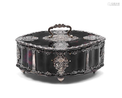 A repoussé silver mounted tortoiseshell casket for the European market India, 17th/ 18th Century