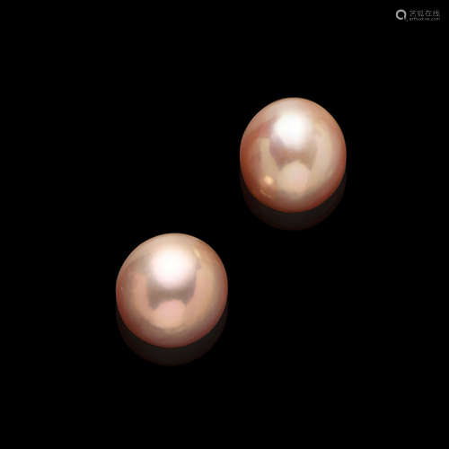 Two Large Pink-Gold Pearls