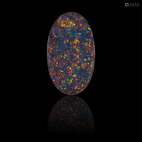 Black Opal with Floral Pattern Red Play of Color