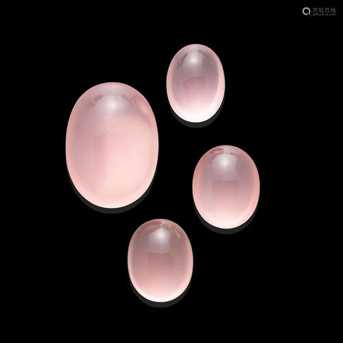 Four Rose Quartz Cabochons