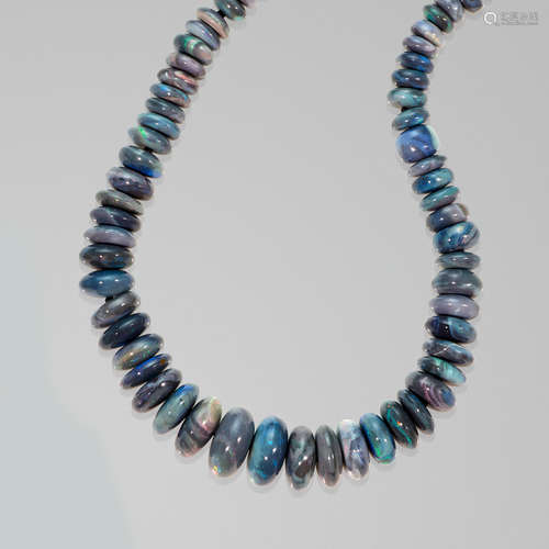 Black Opal Rondelle Bead Necklace