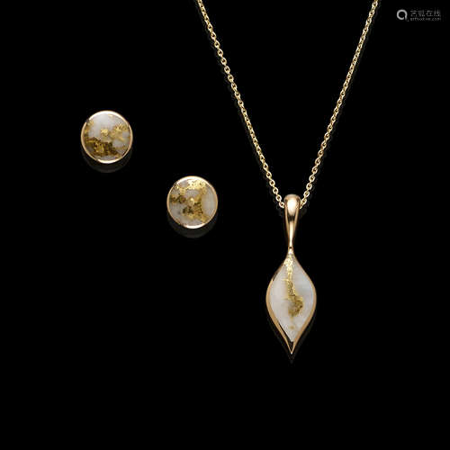 Suite of Gold-in-Quartz Jewelry