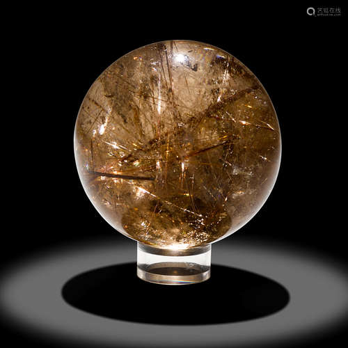 Rutilated Smoky Quartz Sphere