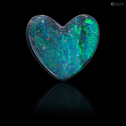 Heart-Shaped Black Opal