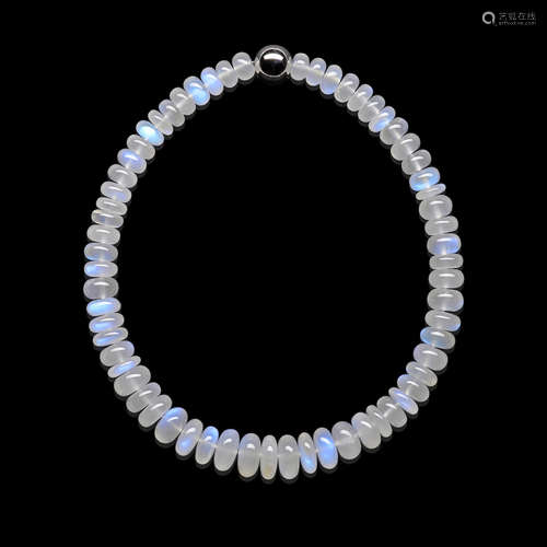 Exceptional Blue Moonstone Bead Necklace