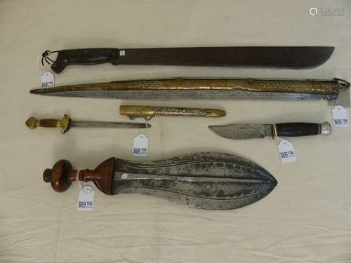 A set of 5 knives. The first one, large Spanish Na…