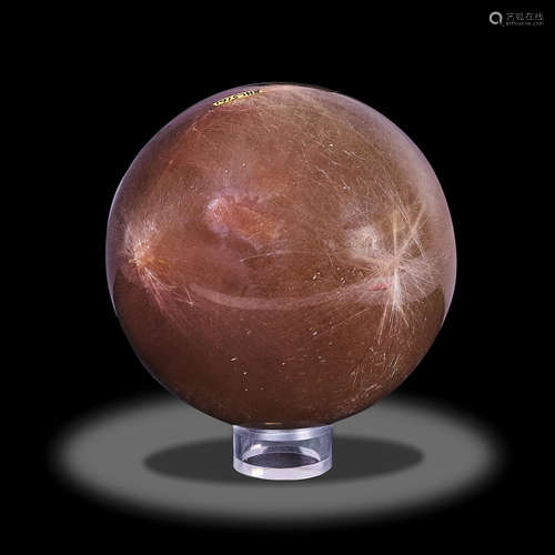 Rutilated Smoky Quartz Sphere with Chatoyant Effect