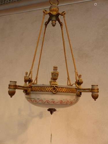 Bronze and alabaster chandelier in the Louis XVI s…