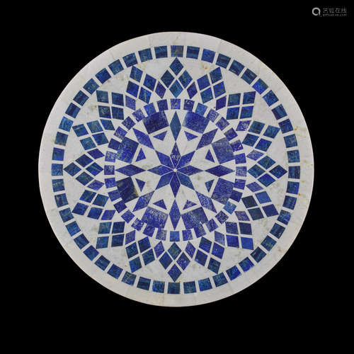 Lapis Lazuli Tabletop with White Marble